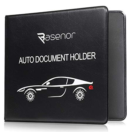 BASENOR Registration Insurance Card Holder Slim Leather Car Document Holder for Auto Insurance Registration, Driver License with Magnetic Closure Black