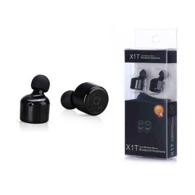 Lesoom X1T Mini Invisible Truly Wireless Bluetooth V4.2 Stereo Surround Sound Earphones With Microphone For iPhone, Samsung, Android, IOS (Black)