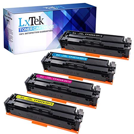 LxTek Compatible for HP 201X 201A CF400X CF400A M252dw Toner Cartridge High Yield for HP Laserjet Pro MFP M277dw M252dw M277c6 M277n M252n (4-Pack)