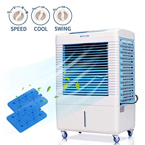 DUOLANG 2647 CFM Indoor Outdoor Evaporative Air Cooler - 3 Modes/Speeds Portable Air Conditioner Swamp Cooler with Fan & Humidifier for 322.9 sq. ft. - DL-4502