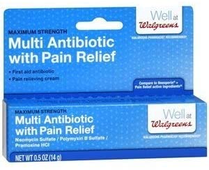 Walgreens Maximum Strength Multi Antibiotic Cream with Pain Relief, .5 oz