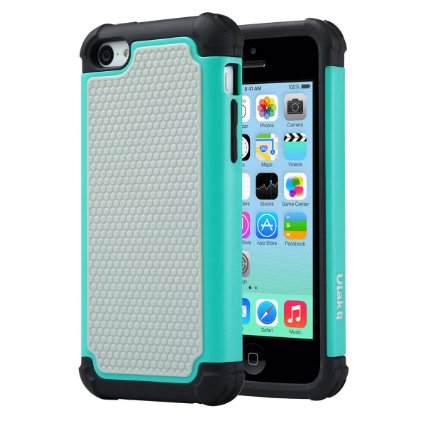 iPhone 5C Case, ULAK Hybrid Dual Layer Shock Resistant Protective Case Cover Hard Plastic with Soft Silicone for Apple iPhone 5C (Mint Grey Black)