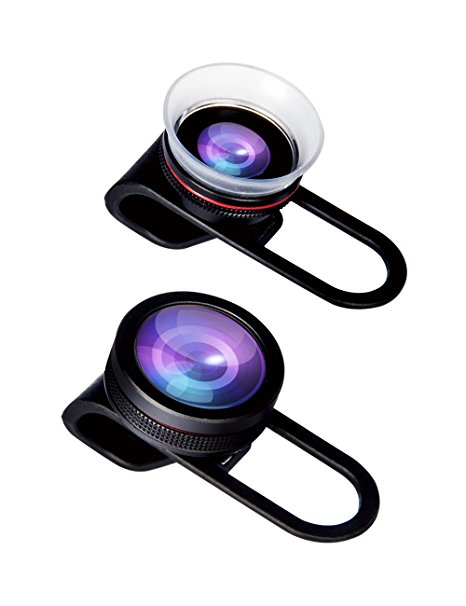 3 in 1 Phone Lens Kit Supreme Fisheye Lens 12X Macro Lens 24X Super Macro Clip with Two Clips for Iphone SE 7 Plus 6 Plus Apple 5S 5C 4 HTC Sony Sumsung Galaxy Blackberry and Other Phones etc