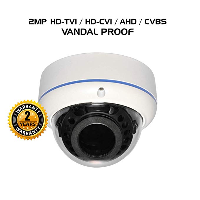 Ares Vision 4 in 1 2MP AHD, TVI, CVI, or Analog CCTV Camera w/IR Night Vision & Vandal Proof Glass