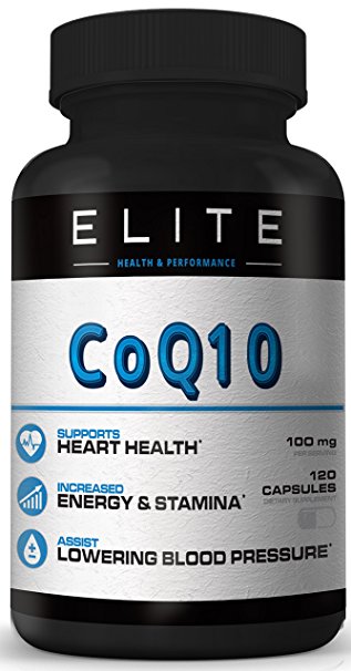 COQ10- CoEnzyme Q10 - 100MG servings- 120 Capsules - Reduce High Blood Pressure Vitamins - Total Heart Health Vitamins - Healthy Aging- lower ldl cholesterol support naturally - Chest Pain Relief