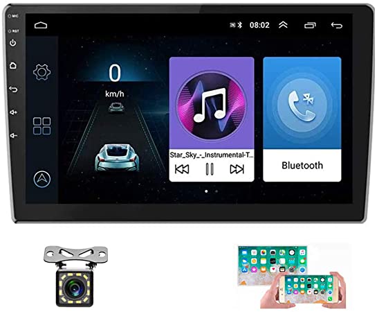 Hikity Android Double Din Car Stereo with GPS Navigation 9 Inch Touch Screen Radio Bluetooth FM Radio Receiver Support WiFi Connect Mirror Link for Phone with Dual USB Input   Backup Camera