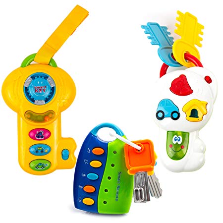 Toysery Music Smart Remote Car Key Baby Toy 3 PC - Light and Sound Musical Baby Key Set - Baby Toddler Learning Educational Fun Toys