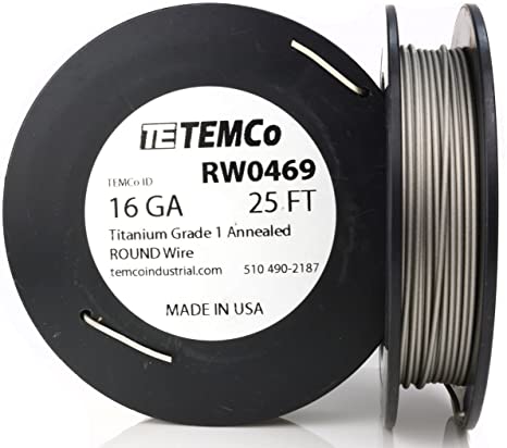 TEMCo Titanium Wire 16 Gauge 25 Ft Surgical Grade 1 Resistance AWG ga