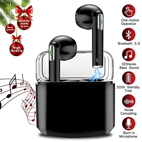 Wireless Earbuds,Bluetooth Earbuds Wireless Earphones Noise Cancelling with Mic Charging Case,Sport Running Mini True Stereo Earbuds Bluetooth Compatible Android Samsung Huawei Phones X 8 7