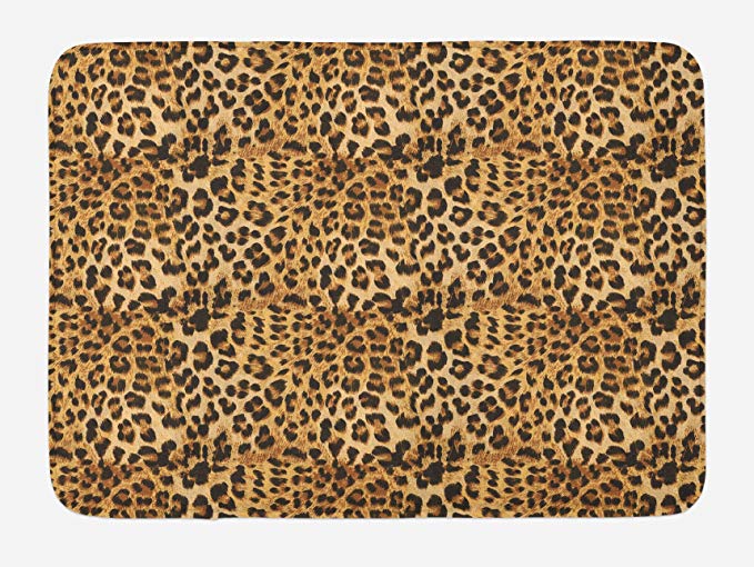 Ambesonne Brown Bath Mat, Leopard Print Animal Skin Digital Printed Wild Safari Themed Spotted Pattern Art, Plush Bathroom Decor Mat with Non Slip Backing, 29.5" X 17.5", Brown