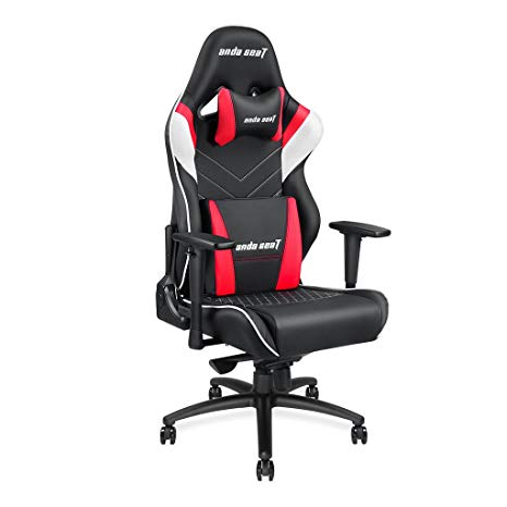 [Large Size Big and Tall 400lb Gaming Racing Chair]Anda Seat Assassin King Series High Back Ergonomic Computer Office Chair E-Sports Chair with Adjustable Headrest and Lumbar Support(Black/White/Red)