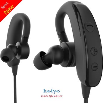 Bluetooth Earbuds, Heiyo™ Wireless Bluetooth V4.1 Sport Headsets Sweat Proof Adjustable Outdoor Earpiece Retractable Earhook headphones Music Stereo Headphone Earphones with Microphone