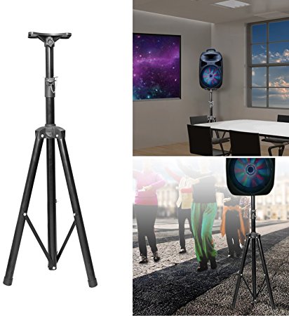 GPCT [Universal] Speaker [Corrosion Resistant] Adjustable Tripod Stand. [Heavy Duty] Holds Up To 60KG/132LBS. Easy Storage [Non Slip] 4 Different Heights DJ PA Speaker Stand. [BLACK]