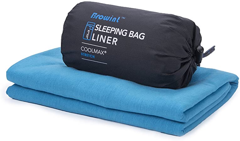 Browint Coolmax Sleeping Bag Liner, Travel and Camping Sheet Coolmax, Stretchy Jersey Travel Sheet for Hotels, Moisture Wicking Sheets, Super Soft