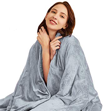 Hiseeme Soft Weighted Blanket for Adult 18lbs (48''x72'', Twin Size) Luxury Minky Material with Glass Beads - Grey