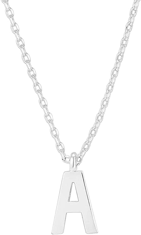 PAVOI 14K White Gold Plated Initial Necklace | Letter Necklaces for Women