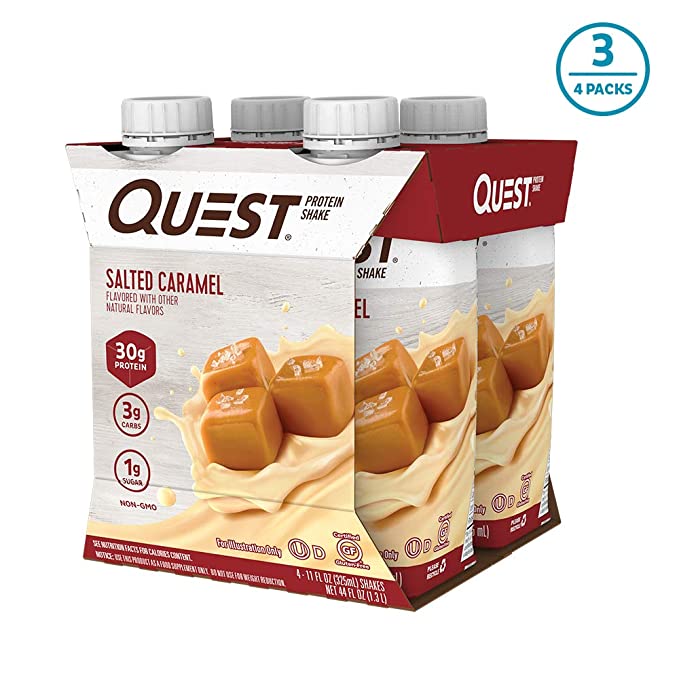 Quest Nutrition Ready to Drink Salted Caramel Protein Shake, High Protein, Low Carb, Gluten Free, Keto Friendly, 12Count