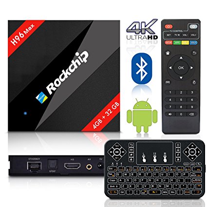 2017 Latest BPSMedia H96 MAX / 4GB-32GB Android 7.1 Bluetooth TV Box Rockchip Hexa Core and Supporting 4K (60Hz) Full HD /H.265 /WiFi 2.4GHz - WITH FREE WIRELESS KEYBOARD