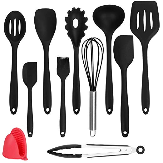 Freehawk 11-Piece Silicone Kitchen Utensils Cooking Set, One Piece Design Seamless Spatula, Heat-Resistant Spatulas/Spoons/Brush/Tong/Whisk for Baking/Cooking/Mixing