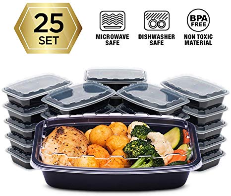 Cubeware 25-Pack Snap-Seal, Microwavable, Dishwasher and Freezer Safe, Reusable Food Storage Bento Box, Meal Prep Containers (28 oz, BPA Free)