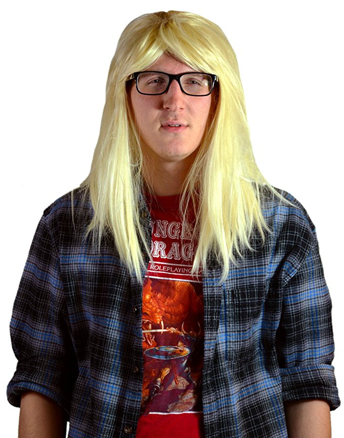HDE Men's Blonde Wig Garth Long Hair Party On Halloween Costume Cosplay Accessory