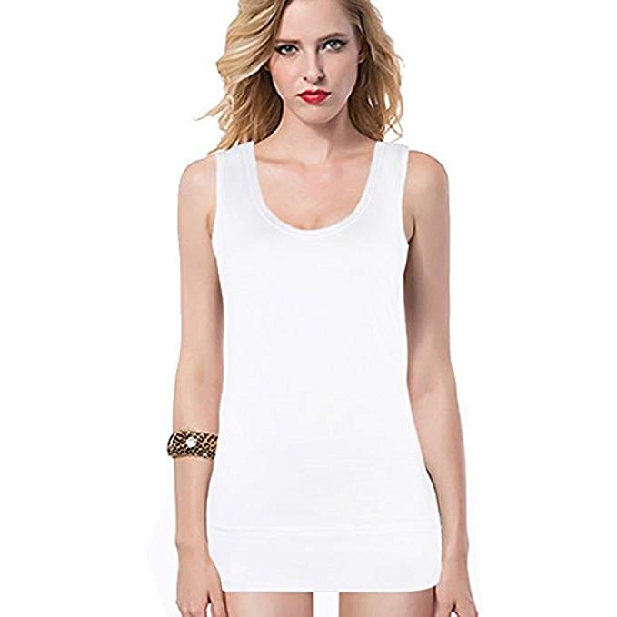 Moxeay Women Scoop Neck Cotton Extra Long Tank Top Vest