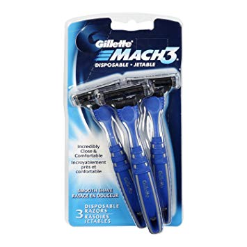 Gillete Mach 3 Smooth Shave Disposable Razor, 3 Count