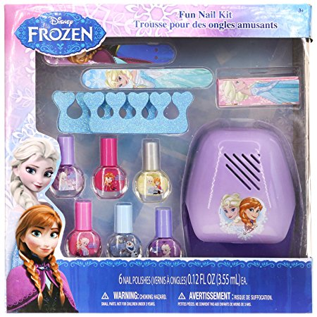 TownleyGirl Disney's Frozen Super Fun Nail Set with 6 Nail Polishes, Dryer, Buffer and more, 12 piece set