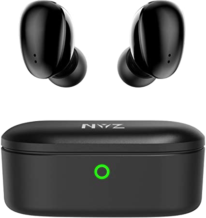 Wireless Earbuds, NYZ True Wireless Bluetooth Earbuds HiFi Stereo in-Ear Earphones Headphones with Charging Case Smart Indicator Tap Control Mic Built-in for iPhone, Android, Windows (Space 2, Black)