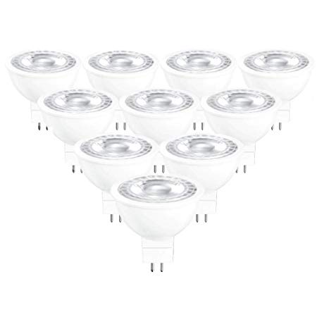 MR16 LED Bulb 5000K Daylight 12V GU5.3 Bipin Base Non-Dimmable 50W Equivalent Halogen Bulbs 5W LED Replacement for Landscape Track Lighting 10-Pack