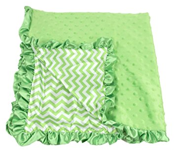 Boy or Girls Unisex Lime Green Chevron Print Minky Baby Blanket