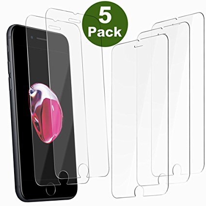 iPhone 7 8 6S screen protector, [5-PACK] FARSAIL for Apple iPhone 6 7 8 [Tempered Glass] Screen Protector [Case Friendly]
