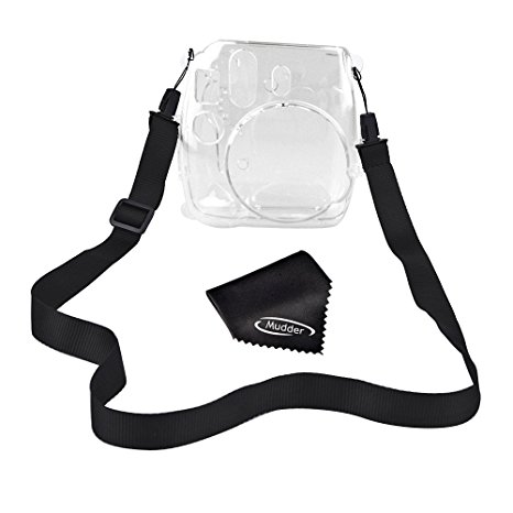 Mudder Crystal Protection Camera Case Cover for Fujifilm Instax Mini 8 Instant Film Camera with Cleaning Cloth and Strap (Clear)