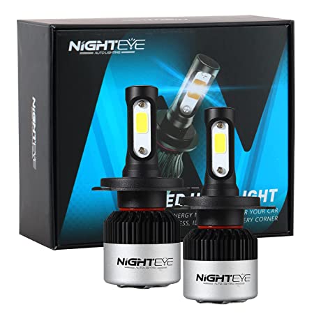 NIGHTEYE NE-0085 H4 LED Headlight Bulb Hi/Low Beam Xenon Light Conversion Kit for Cars (White, 72W, 2 Bulbs), multicolor, medium (NIGHTEYE-0175)