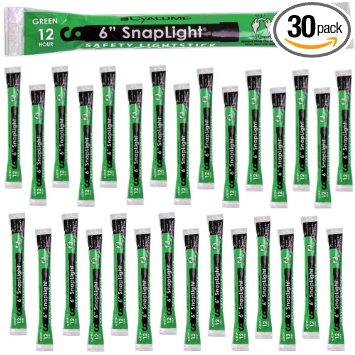 Cyalume SnapLight Green Light Sticks – 6 Inch Industrial Grade, High Intensity Glow Sticks with 12 Hour Duration (Pack of 30)