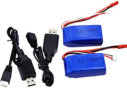 Blomiky 2 Pack 7.4V 1100mAh Lipo Battery with JST Plug for Wltoys A949 A959 A969 A979 A320 A321 RC Truck Cars and K929 RC Helicopter Airplane A959 Battery 2