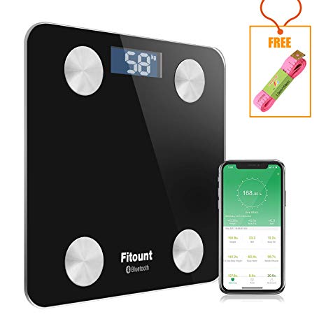 Bluetooth Body Fat Scale,Fitount Smart Wireless Digital Bathroom Weight Gurus Scale Body Composition Analyzer with App for Body Weight Body Fat Water Muscle Mass BMI BMR Bone Mass Visceral Fat