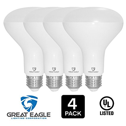 Great Eagle BR30 LED Bulb, 12W (100W equivalent), 1210 Lumens, Direct Upgrade for 65W Bulb, 2700K Warm White Color, 120 degree Beam Angle, Wide Flood Light, Dimmable, and UL Listed (Pack of 4)