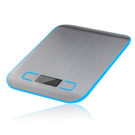 Elec3 Digital Multifunction Kitchen and Food Scale, 11lb/5kg Stainless Steel Platform Kitchen Scale with LCD Display (Blue)