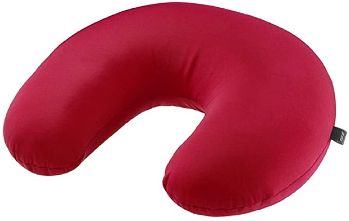 Lewis N. Clark Mood Neck Pillow, Microbead Pillows, Airplane Pillow and Cervical Neck Pillow for Kids   Adults, Travel Pillow with Neck Support, Red