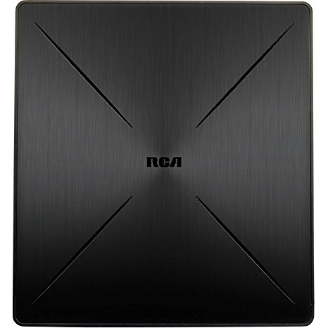 RCA SLIVR Amplified Indoor Flat HDTV Antenna, Multi-Directional Receives TV Broadcasts, Including 4K and 1080 HDTV, Black, ANT1560ZESCAW02 (Non-Retail Packaging)