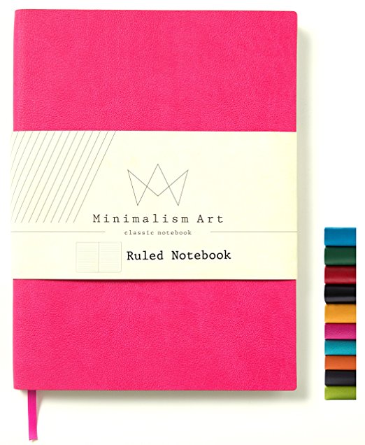 Minimalism Art | Soft Cover Notebook Journal, Size: 7.6" X 10"; B5 , Berry, Ruled/Lined Page, 192 Pages, Fine PU Leather, Premium Thick Paper - 100gsm | Designed in San Francisco