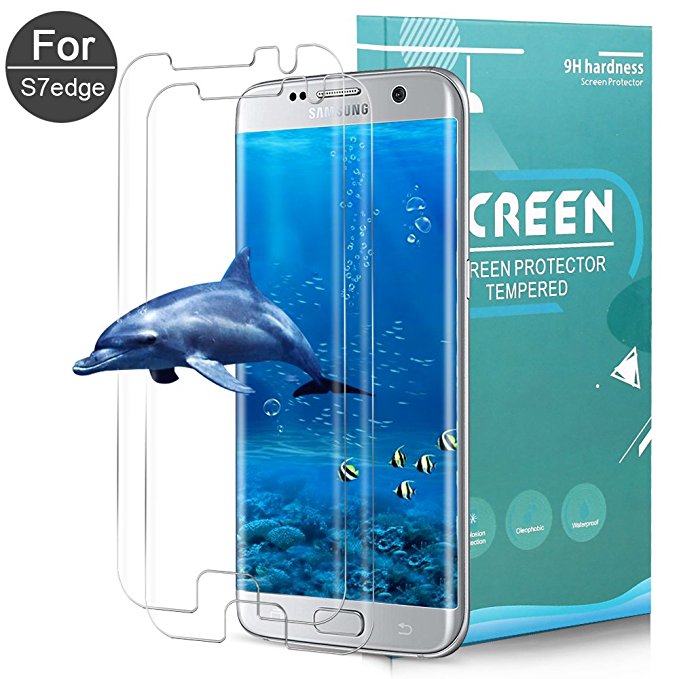 AOFU Samsung Galaxy S7 Edge Tempered Glass Screen Protector, [Bubble-Free][9H Hardness][Anti-Scratch] Wet Applied HD Clear Film Screen Protector for Galaxy S7 Edge[2 Pack]