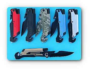 Survival Knife Best 6-in-1 Tactical Pocket Folding Knife with Seatbelt Cutter Glass Breaker Fire Starter LED Light and Bottle Opener A MUST HAVE for Emergency Escape Also Great for Camping Hunting Hiking and Outdoor Activities Quality Stainless Steel and Lifetime Warranty