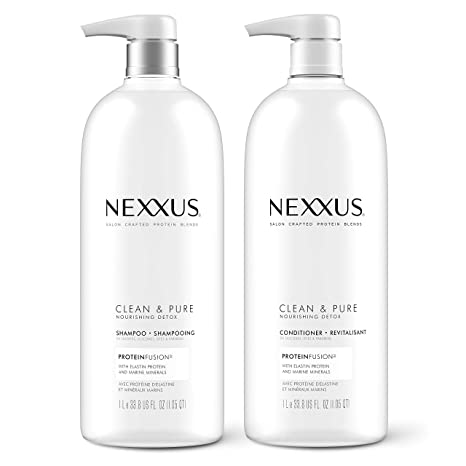 Nexxus Clean and Pure Clarifying Shampoo and Conditioner for Nourished Hair With ProteinFusion, Paraben Free 33.8 oz, 2 Pack