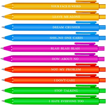 10 Pieces Inspirational Pens Colorful Motivational Pens Black Ink Funny Negative Bible Pens with Quotes Gel Pens for School Office Supplies, Assorted Colors (Simple Style)