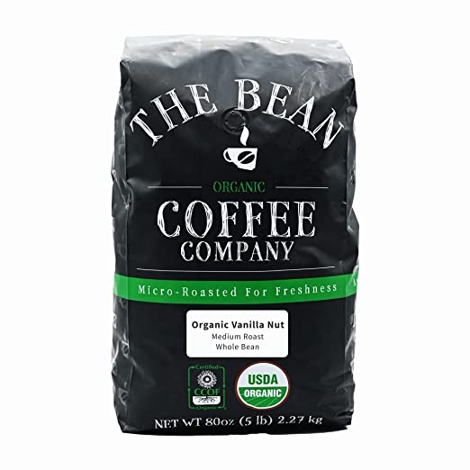 The Bean Coffee Company Organic Vanilla Nut, Medium Roast, Whole Bean, 5-Pound Bag