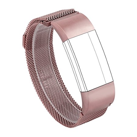 Wearlizer Milanese Loop Replacement Metal bands - Fitness Wristband for Fitbit Charge 2