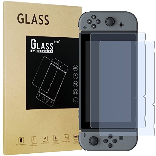 HUASIRU Tempered Glass [0.22mm] Screen Protector for Nintendo Switch 2017 (2-Pack)