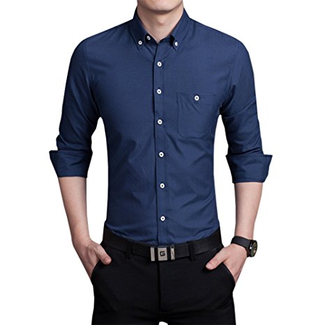 Womleys Mens Casual Slim Fit Long Sleeve Button Down Dress Shirt